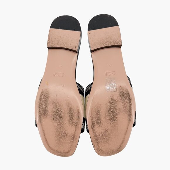 Gucci Jane Black White Embroidered Logo Slide Mule Sandals Size 39 US 9 Women's - Picture 12 of 15